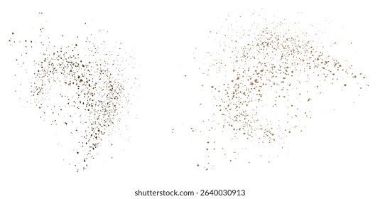Splash isolated flying coffee powder particles background design