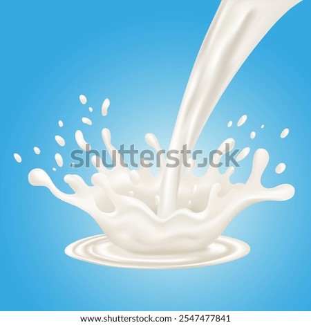Splash and jet of milk or yogurt. Vector for packaging design, drinks and food.