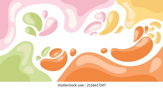 A Splash Of Juice, Drinking Juice Splashing Out Like From A Fountain. Splash In A Flat Style. Banner. Vector Illustration