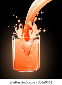 splash of juice drops in glass vector