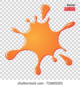 Splash juice inkblot orange,  isolated on  transparent background vector illustration