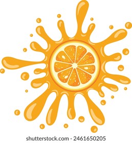 Splash juicy slice of orange