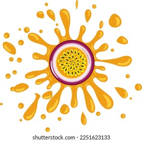 Splash juicy slice of passion fruit
