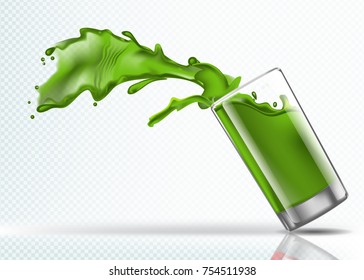 Splash of kiwi juice from falling glass