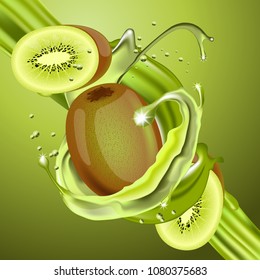 Splash of Kiwi juice in motion