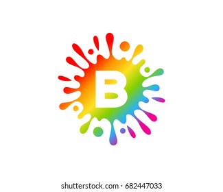 Splash Liquid Color Letter B Icon Logo Design Element