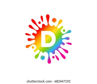Splash Liquid Color Letter D Icon Logo Design Element