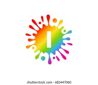 Splash Liquid Color Letter I Icon Logo Design Element
