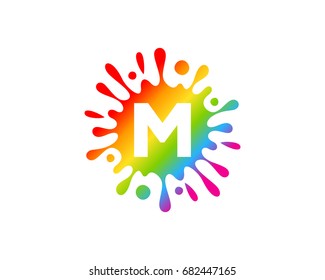 Splash Liquid Color Letter M Icon Logo Design Element