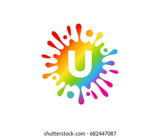 Splash Liquid Color Letter U Icon Logo Design Element