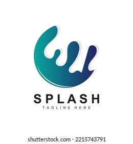 Splash Logo, Water Wave Icon, Bubble Vector, Water Logo Art, Template Illustration
