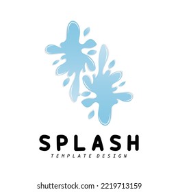 Splash Logo, Water Wave Icon, Bubble Vector, Water Logo Art, Template Illustration