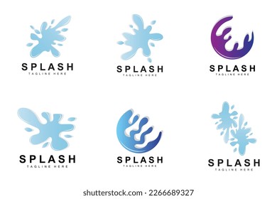 Splash Logo, Water Wave Icon, Bubble Vector, Water Logo Art, Template Illustration