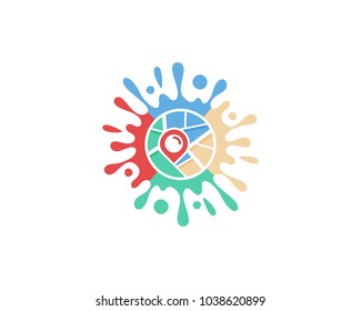 Splash Map Icon Logo Design Element