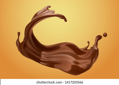 Splash melted chocolate, vector art and illustration
