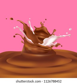 splash of milk and chocolate. drink or food illustration