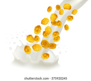 Splash of milk with corn flakes