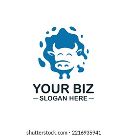 Splash Milk Cow logo design in modern style suitable as various business or company logo, drink, paint, etc.