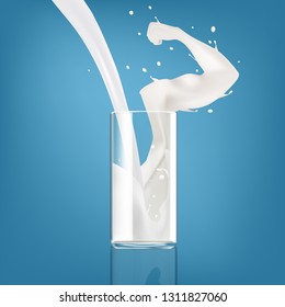 Splash Of Milk In Form Of Strong Arm Concept. EPS10 Vector