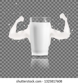 Splash Of Milk In Form Of Strong Arm Concept. EPS10 Vector