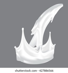 A splash of milk with grey background