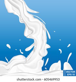 A splash of milk. Isolated on white background. Realistic. For your design