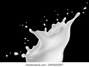 Splash of milk on a black background. Vector illustration