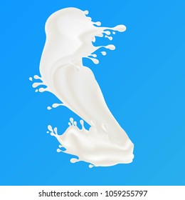 a splash of milk on blue background