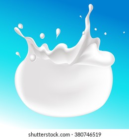 splash of milk on blue background - vector illustration