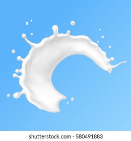 Splash of milk on blue background