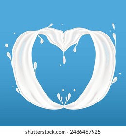 splash of milk in the shape of love. texture, milk and yogurt design elements.