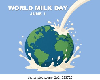 A splash of milk surrounds the Earth as a tribute to World Milk Day, celebrated on June 1. This creative image highlights the global importance of milk and dairy in our daily nutrition. 