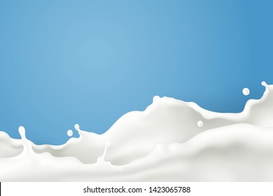 Splash milk, vector art and illustration