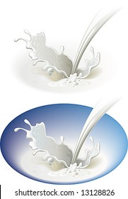 A splash of milk. The vector illustration with an optional background.