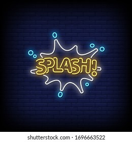 Splash Neon Signs Style Text Vector