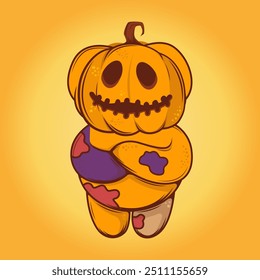 Splash On Pumpkin Doll Character With A Grinning Mouth