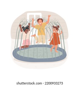 Splash pads isolated cartoon vector illustration. Summer fun, backyard splash pad, children playing with water sprinkles, seasonal outdoor activity, family leisure time vector cartoon.