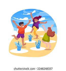 Splash pads isolated cartoon vector illustration. Summer fun, backyard splash pad, children playing with water sprinkles, seasonal outdoor activity, family leisure time vector cartoon.