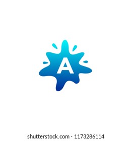 splash of paint with letter A on isolated white background