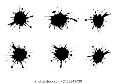 Splash paint splatter different spots and drop vectors.