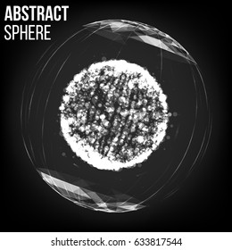 Splash Particles. Connection Structure. Abstract Sphere Shape Of Glowing Circles And Particles. Vector Illustration. 
