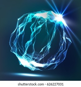 Splash Particles. Connection Structure. Digital Abstract Background With Glowing Halftone, Flying Debris. 3D Vector Illustration.
