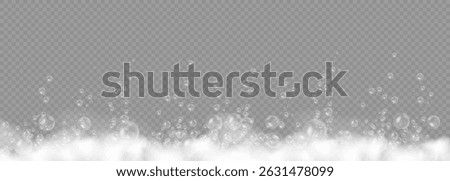 Splash pattern with lather stains and soap streaks on wet surface for laundry cleaning product vector texture design with grunge shape and foamy smear in bathroom copy space

