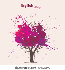 Splash pink vector tree