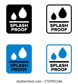 "Splash proof" water, dirt resistant items information sign - Shutterstock ID 1737051146