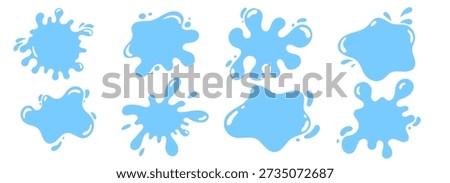 Splash puddle paint for water milk stain and blot shape drop. Figure frame splat for bg liquid vector and flat white set. Splash blob drip for water illustration watery and milk banner design.