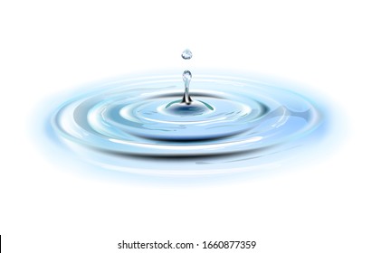 A splash of pure water, rippled circles on the water with drops, moisturizing.