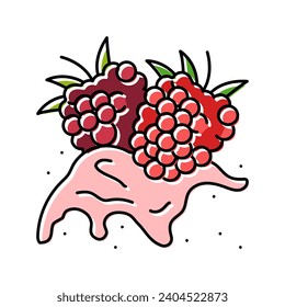 vectores de icono de color de frambuesa de frambuesa de salpicadura. signo de frambuesa de frambuesa de batido. ilustración de símbolo aislado