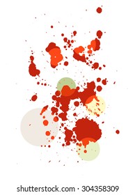 Splash of red ink at white isolated background. Vector illustration.