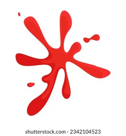 Splash of red liquid illustration. Drawing of splatter of red wine, blood, paint or ink isolated on white background. Violence, art, texture concept